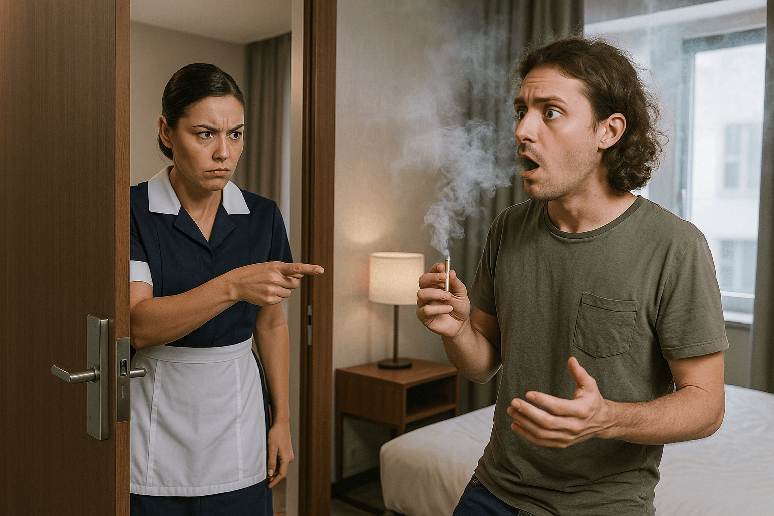 image of a man Caught Smoking in Hotel
