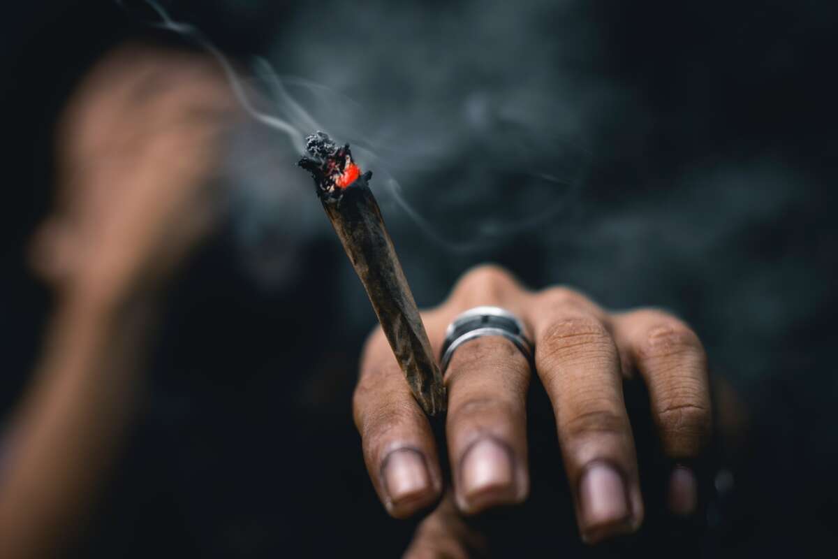 hand with smoking joint
