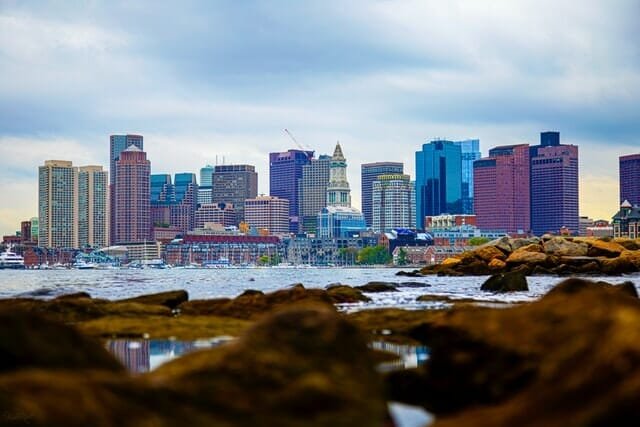 Massachusetts cannabis tourism guide city skyline of Boston