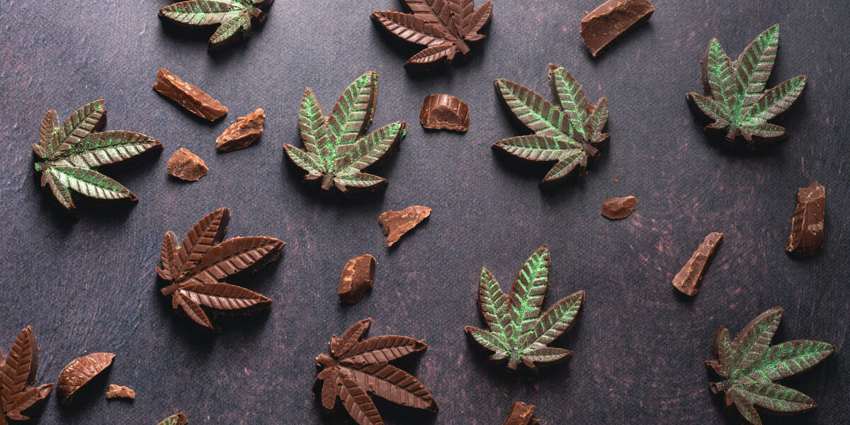 cannabis edibles snacks chocolate leafs