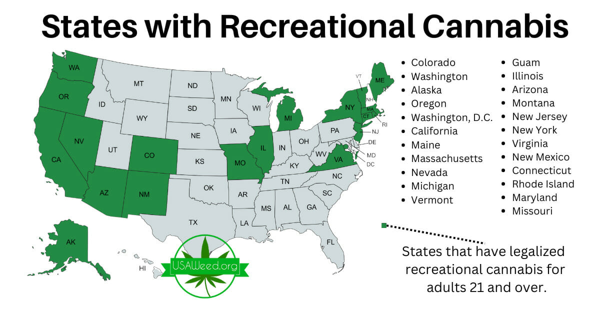 map of states with recreational cannabis