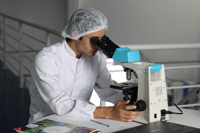 scientist looking at a cbd tampon