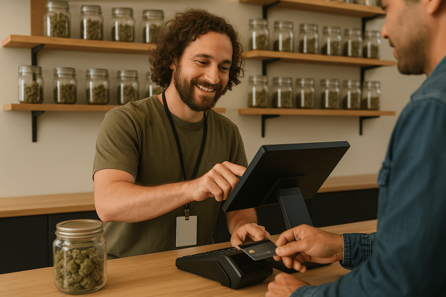 budtender taking a payment