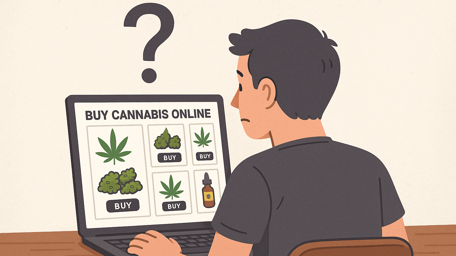 image of a man buying cannabis online