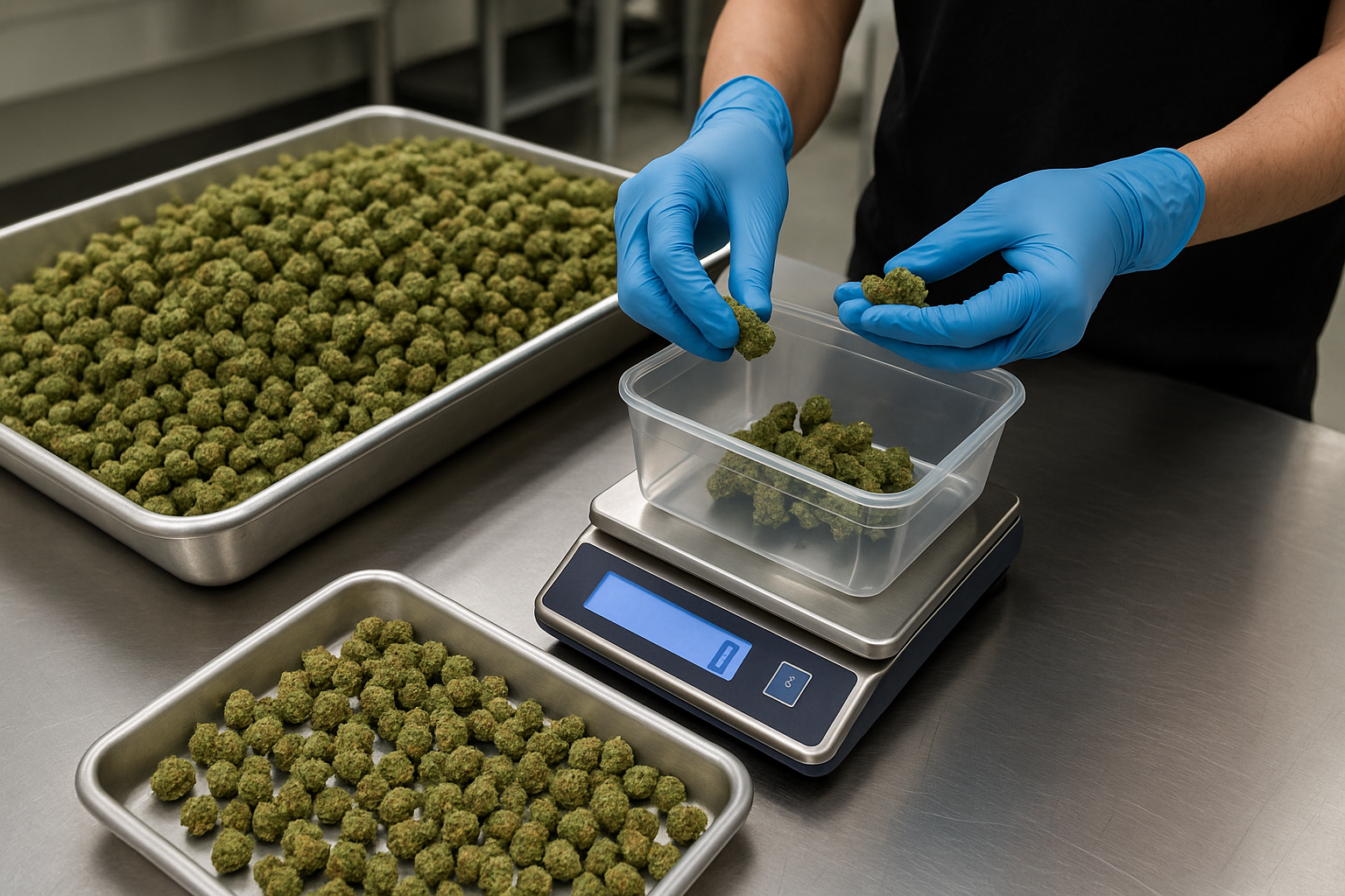 person sorting thca buds