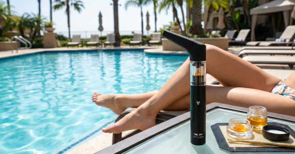 woman at pool with Utillian 6 Dab Pen